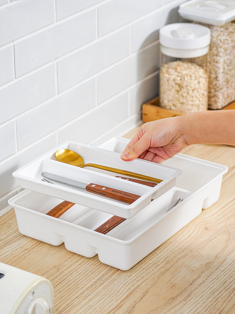 放抽屉里的分格收纳盒桌面杂物分隔盒厨房筷子勺子餐具内置整理盒