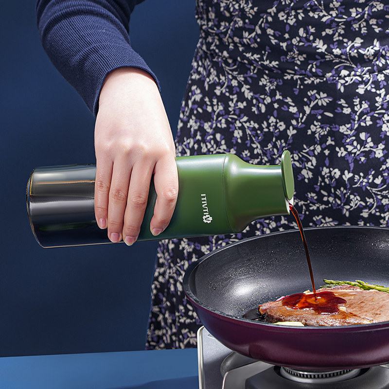 厨房玻璃油壶家用自动开合醋酱油罐防漏大容量不挂油重力感应油瓶