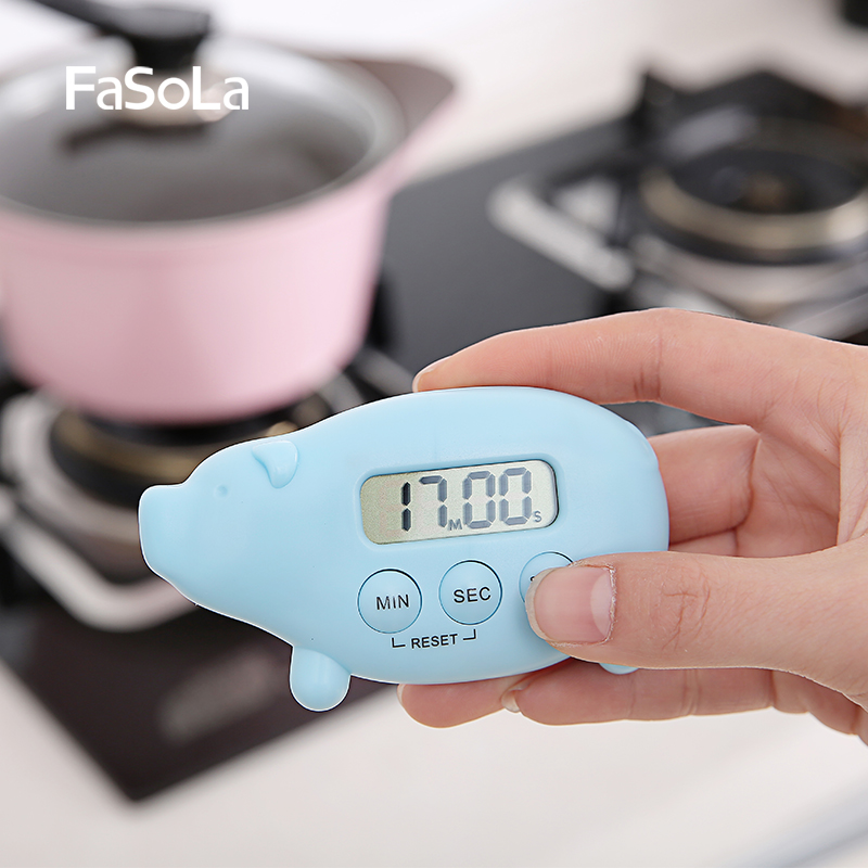 Fasola廚房定時器帶磁鐵提醒器學生電子正倒計時器秒表鬧鐘記時鐘