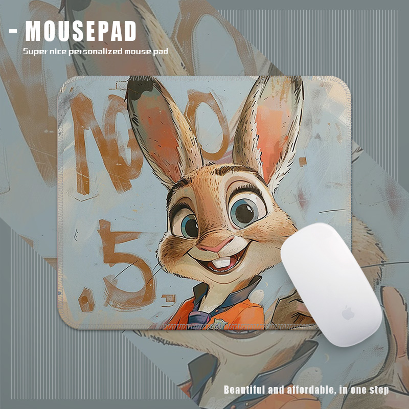 卡通兔子动漫鼠标垫橡胶办公桌垫可爱个性电脑鼠标垫朱迪尼克学生