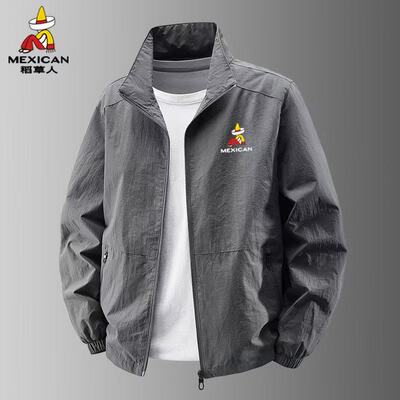 稻草人2025新款运动夹克男士春秋季薄款立领外套潮流百搭防风风衣