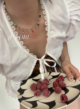 ins风彩色锆石欧美锁骨链个性百搭不掉色