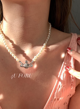 复古高级感珍珠项链宫廷西太后款轻奢小众设计锁骨链星空吊坠配饰