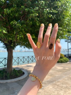 法式珐琅釉面戒指高级设计感不掉色工艺时尚镀金个性搭配戒指