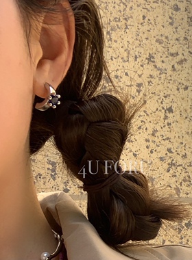 克莱因蓝耳钉小众设计蓝色皓石复古高级感耳环