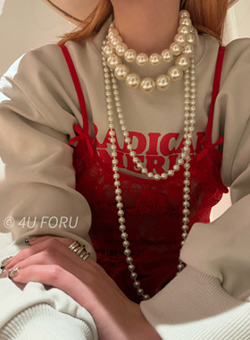 小香风多层叠戴珍珠项链名媛赫本风颈链项链高品质珍珠大气配饰