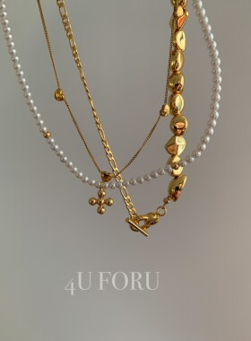 小众设计高级感冷淡风时尚个性珍珠项链金豆爱心项链叠戴项链组合