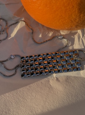 个性时尚网格编织项链 设计款毛衣搭配项链