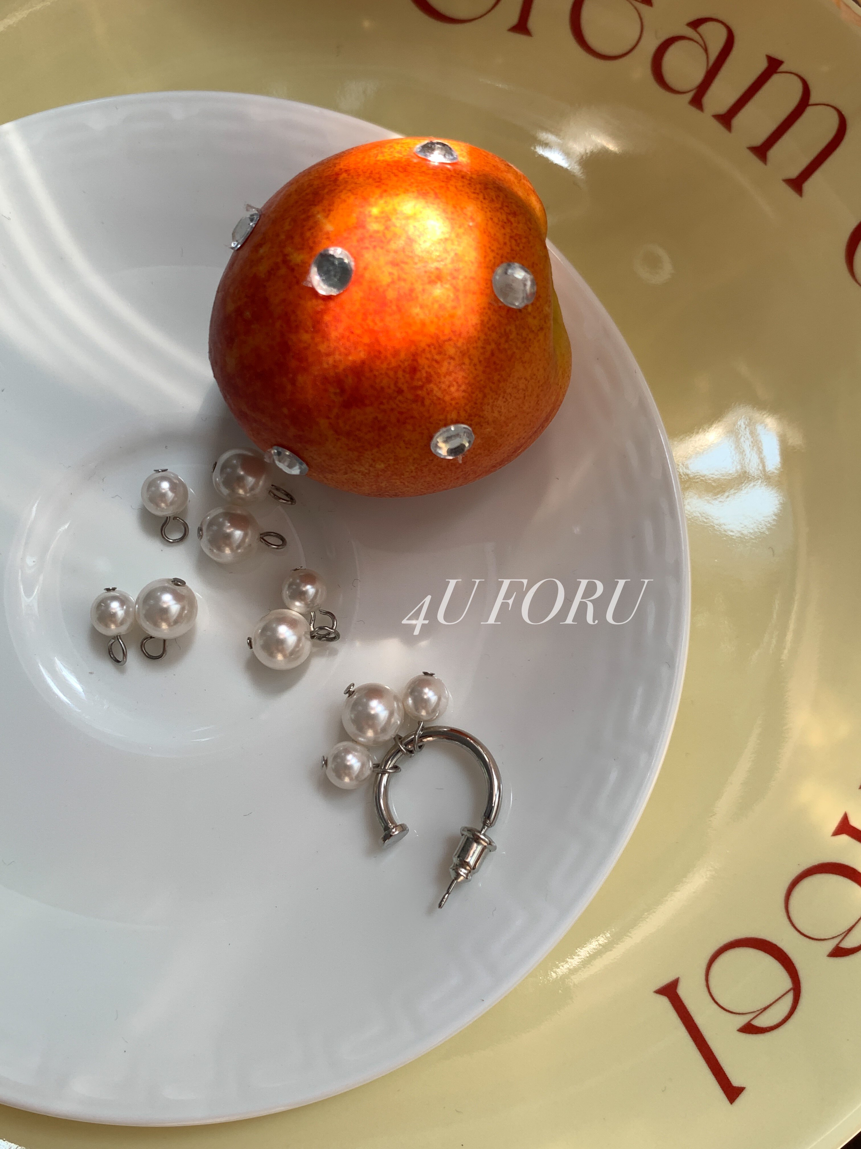 4U FORU-23/ss 法式复古天然珍珠流苏耳环耳坠轻奢时尚珍珠戒指