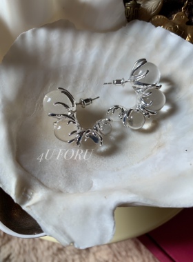 ins风韩版耳环水晶浪花高级感耳钉耳饰高品质小众液态感耳环