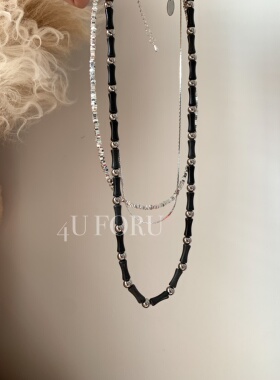 23/ss 时尚小众设计撞色叠戴竹节项链潮酷拼接碎银精致甜酷项链女