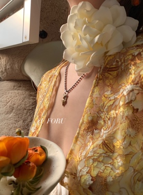 复古法式小香风choker项链系脖绑带手工布艺优雅气质玫瑰花颈链女