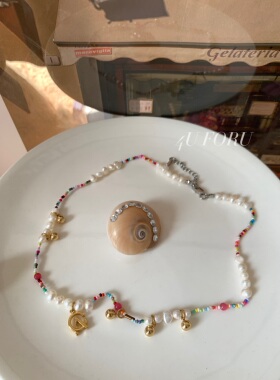 Henry刘宪华同款时尚彩色串珠高品质天然珍珠项链甜美个性项链