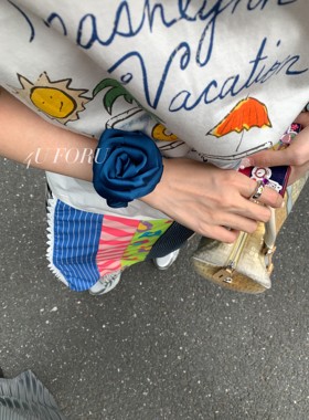 Ins风韩式复古玫瑰花少女手环