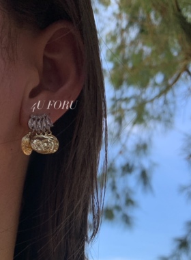 欧美ins风复古希腊硬币小众设计耳环耳坠