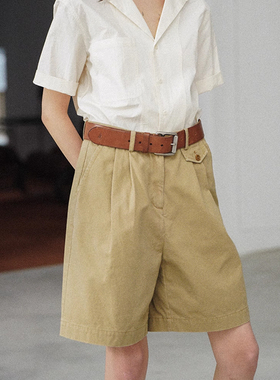 CycleDocument/循环 纯棉酵素洗 双折休闲百慕大短裤女