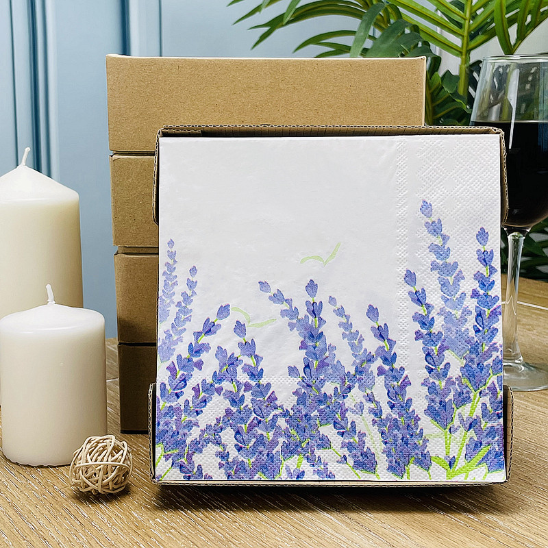 三层加厚薰衣草印花餐巾纸西餐厅纸餐垫现代简约彩色纸巾50张/盒,居家布艺,餐垫,淘宝优惠券,粉丝福利购,淘宝优惠卷