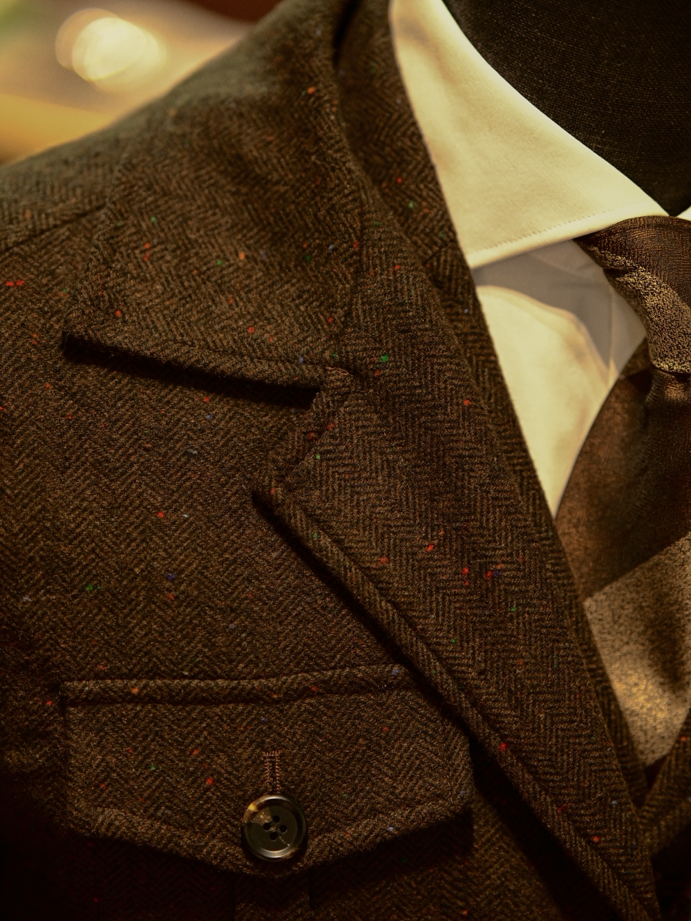 春秋羊毛呢猎装夹克英伦复古绅装修身多口袋外套游猎夹克