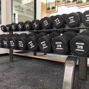 悍马哑铃CPU包胶圆头哑铃家用健身房商用纯钢哑铃头直型握把