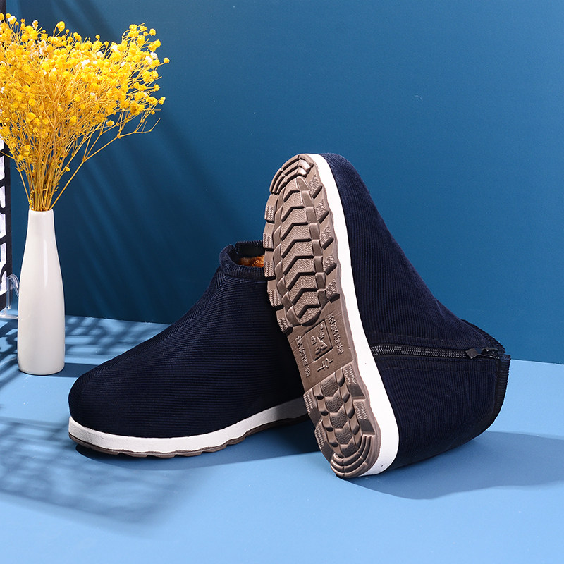 冬季办公室男女士保暖鞋 手工家居月子牛筋底防滑加厚高帮老棉鞋