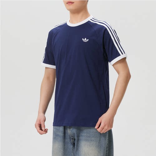 adidas三叶草男圆领刺绣短袖T恤