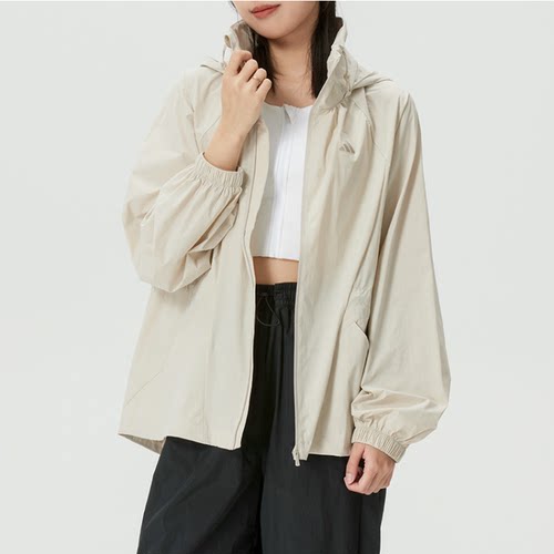 阿迪达斯女梭织连帽抽绳运动外套