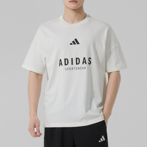 Adidas男子运动纯棉圆领短袖T恤