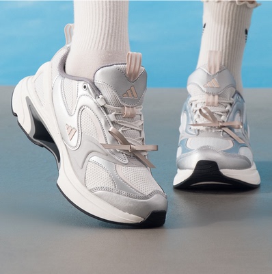 Adidas女缓震可拆卸蝴蝶结跑步鞋