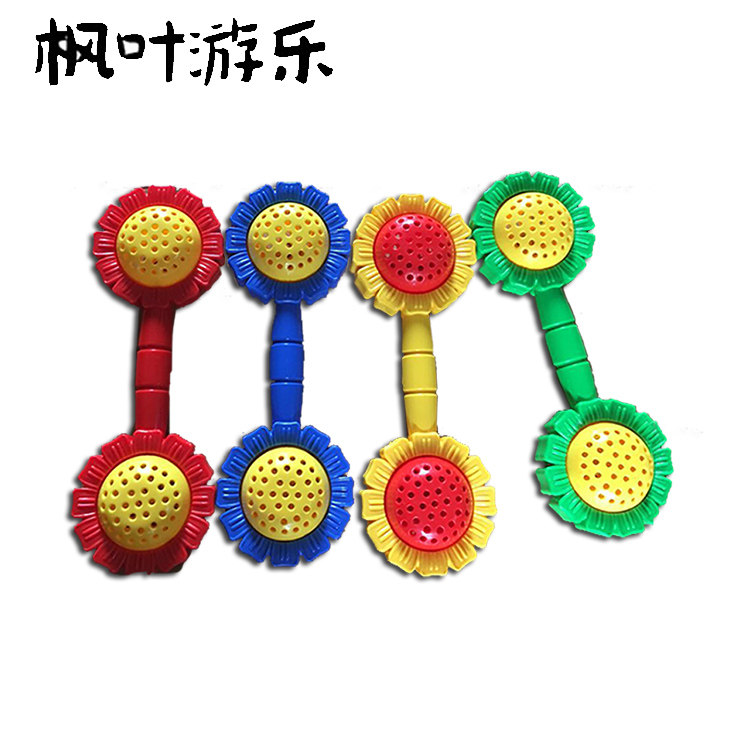 加厚幼儿园儿童塑料笑脸体操哑铃器械感统向日葵有声哑铃10个免邮