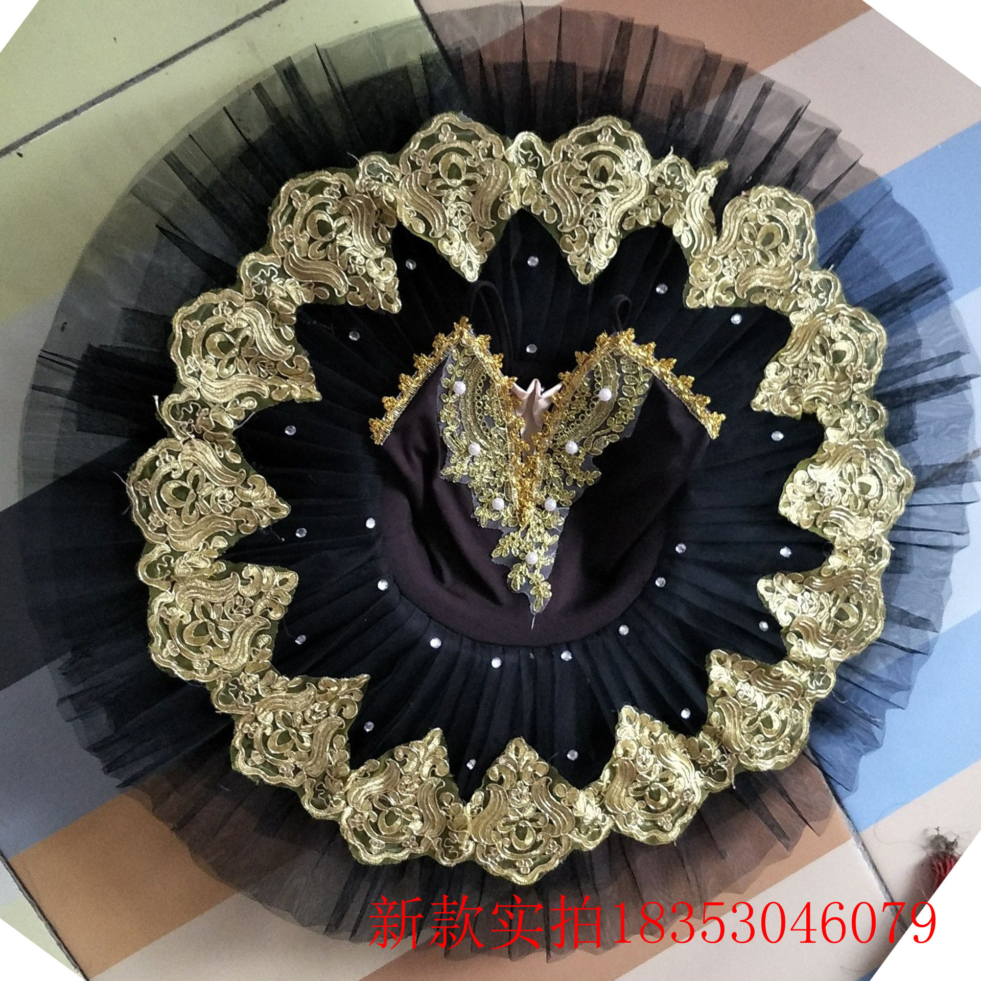 成人芭蕾舞黑天鹅湖儿童黑芭蕾舞蹈演出服装抹胸tutu纱裙蓬蓬裙