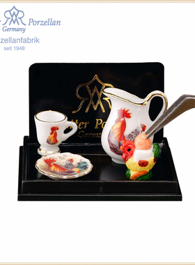 Doll house微缩食玩描金鸡公花早餐套装/Rement/森贝尔/迷你厨房