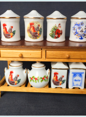 德国描金微缩陶瓷厨房储物罐