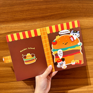 少女岛原创m记汉堡包可爱插画A6收纳册手帐收纳卡册