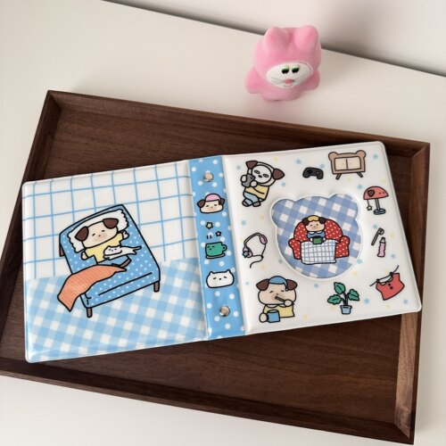 原创猪包小狗宅家插画mini拍立得收纳卡册3寸5寸宽幅相册