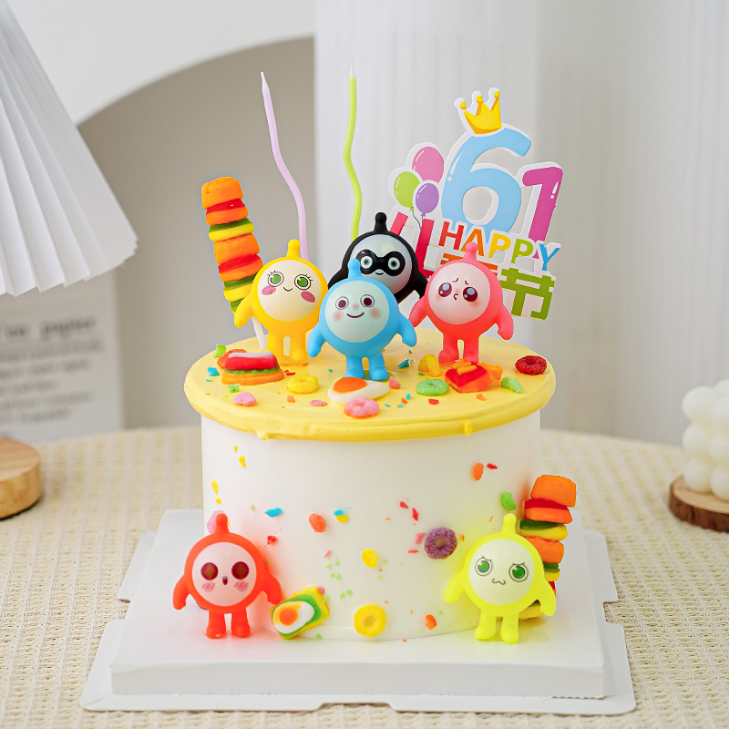 网红六一儿童节卡通仔仔派对蛋糕装饰摆件61节日快乐甜品装扮插件