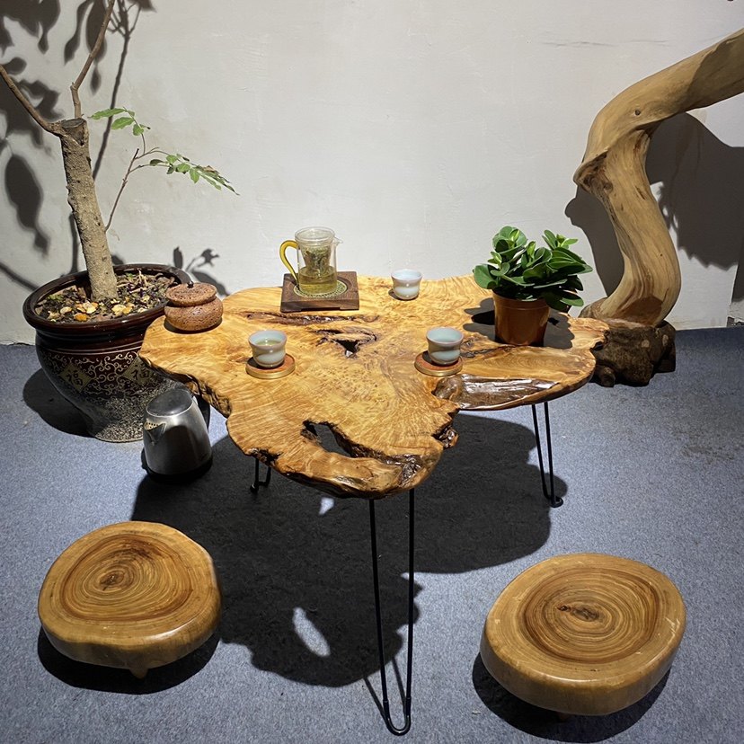 香杉木瘤原木根雕茶几风化木家具杉木瘤疤茶几樱木老料随型干泡台