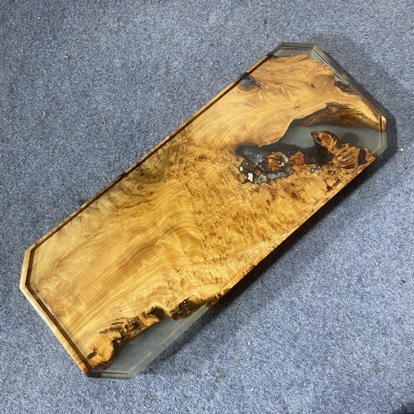 香杉瘤树脂实木果盘干泡托盘茶具茶几办公家用轻奢现代简约风格