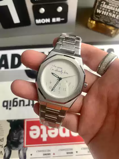 No Logo Watch for Men, Personalized Creative Digital Graffiti Pattern, Niche ins Style, Fashionable Design, Casual Quartz Watch