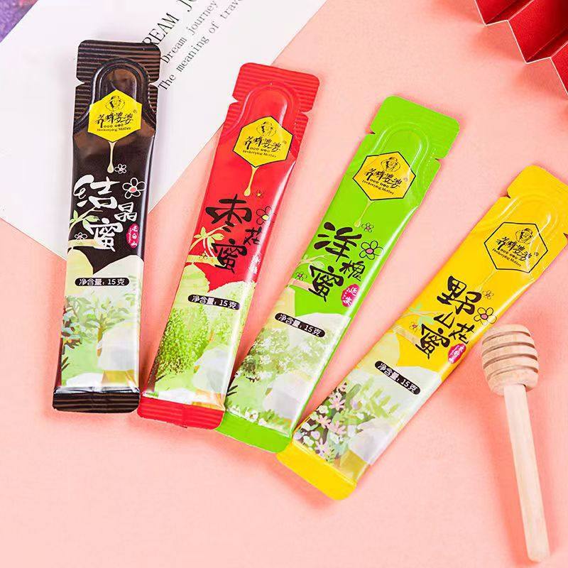 旅游出行便携即食袋装百花蜂蜜小包装散装蜜条状绿色食品（10袋）