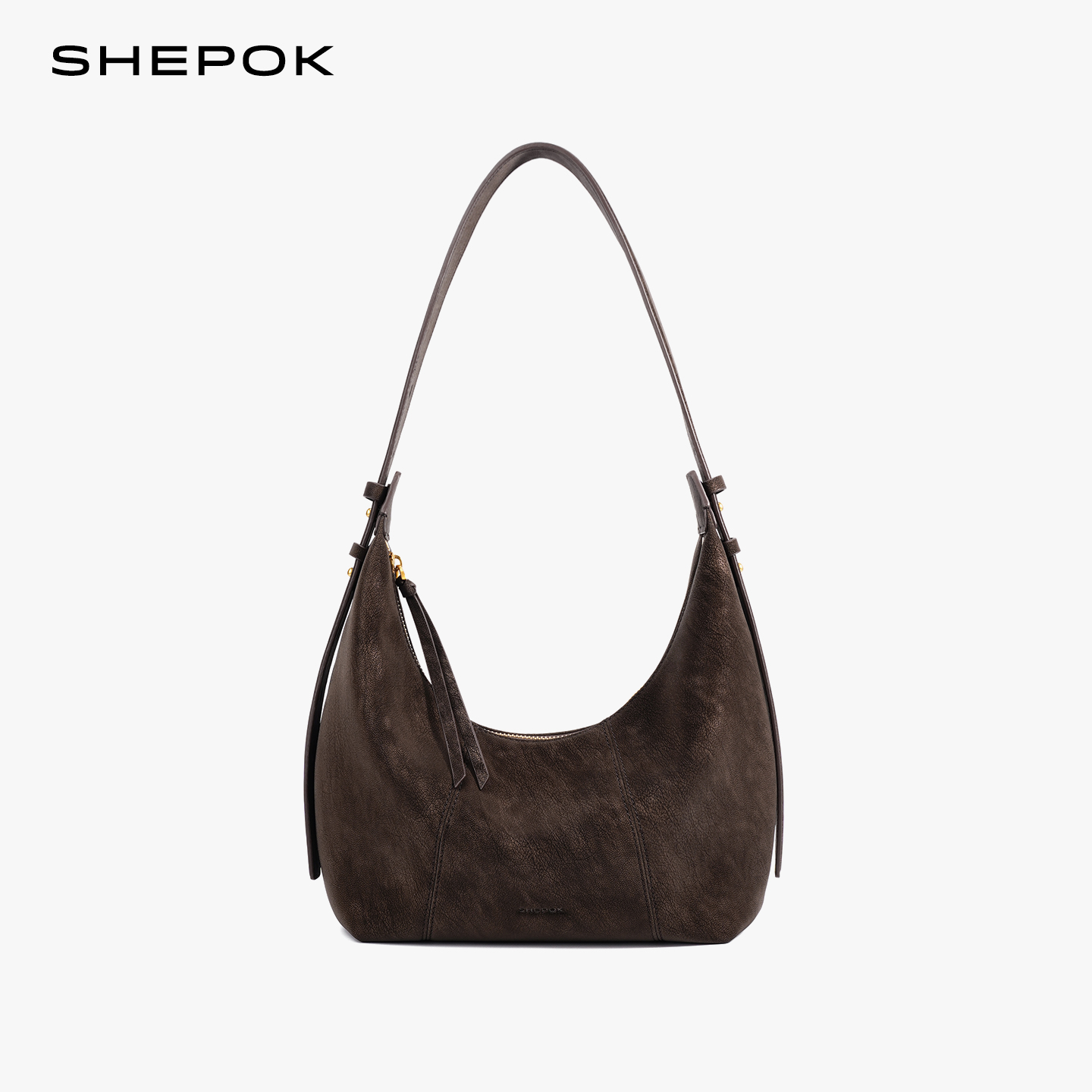 西泊克新款牛皮饺子包女通勤腋下月牙包高级感真皮单肩斜挎hobo包