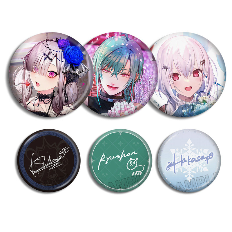 nijisanji彩虹社 叶加濑冬雪健屋花那绿仙生日限定纪念吧唧徽章