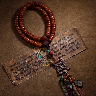 藏式西藏天然老料牦牛骨108颗佛珠男士牛骨手链女项链经书扣项链