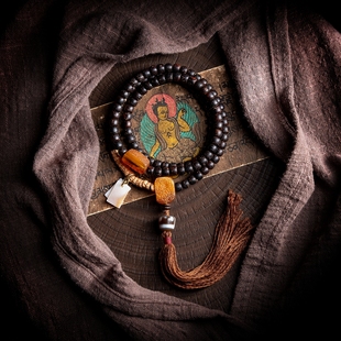 卡杰格朵.藏式原创设计星月菩提子陈籽老料佛珠手串男女配饰108颗