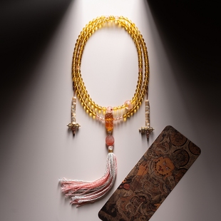 卡杰格朵.原创设计天然金珀黄财神108颗佛珠手串蜜蜡手链项链念珠