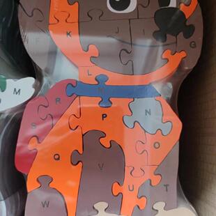 儿童益智木质路马拼图玩具积木26英文字母数字宝宝早教启蒙认知