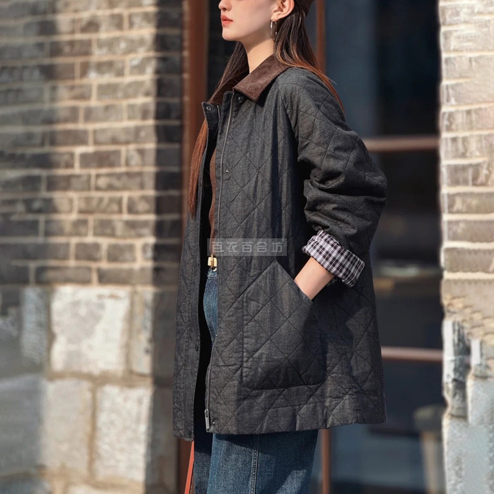 IC小禾2025秋新棉弹牛仔大衣棉服