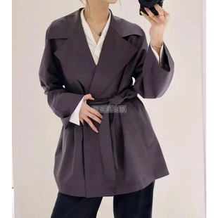 原厂原料IC小禾女装露珠系列2025秋新款薄丝毛精纺色织风衣AEEFG