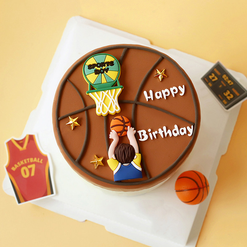 烘焙蛋糕装饰 软胶篮球系投篮男孩球鞋男生潮流运动生日派对装扮