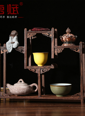 鸡翅木小摆件陈列柜博古架