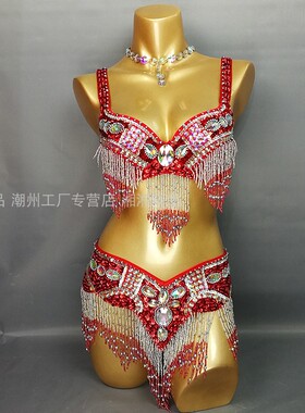 新款性感成人肚皮舞表演服手工亮片演出服套装Bellydance costume